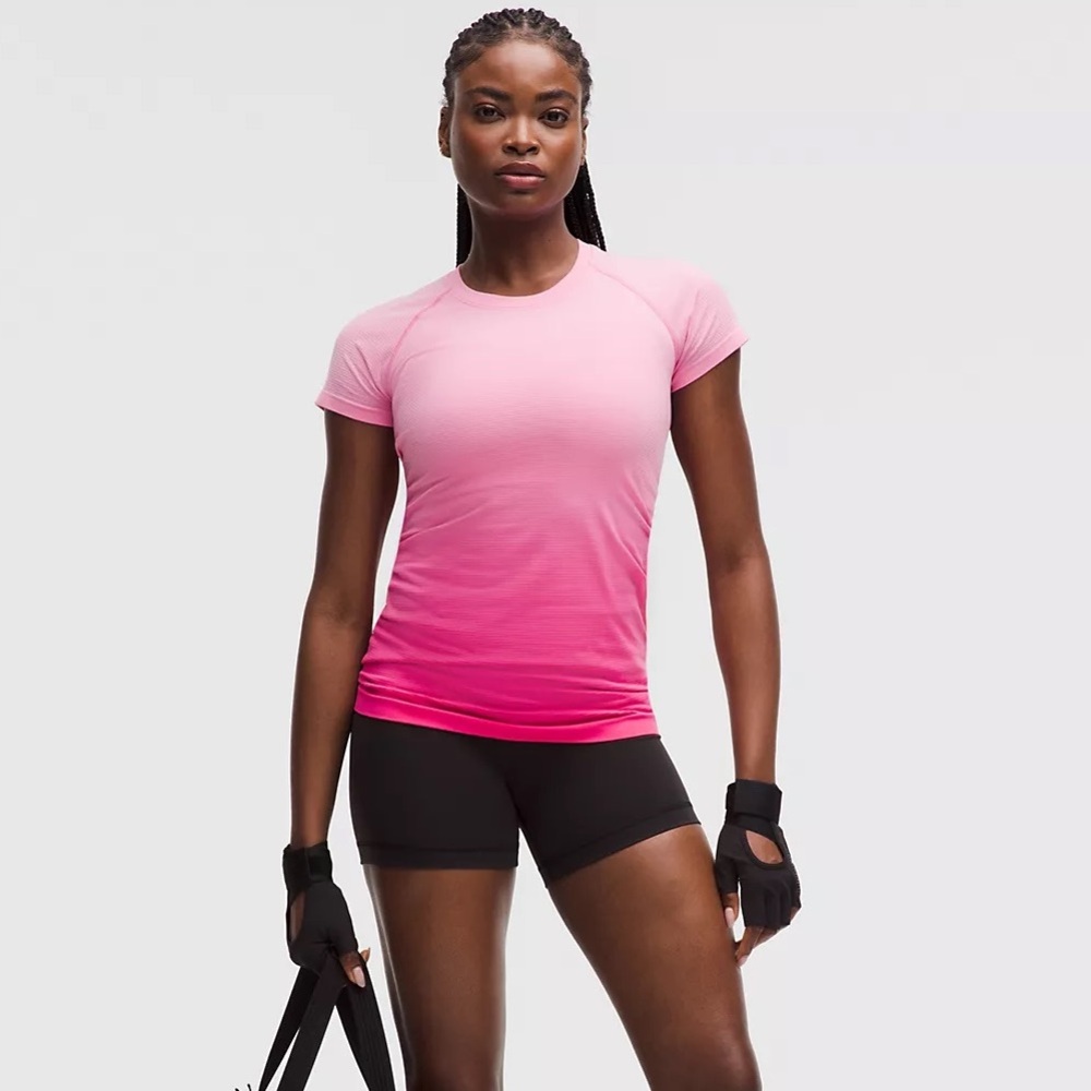 Lululemon Pink Ombre Wash Swiftly Short Sleeve Shirt